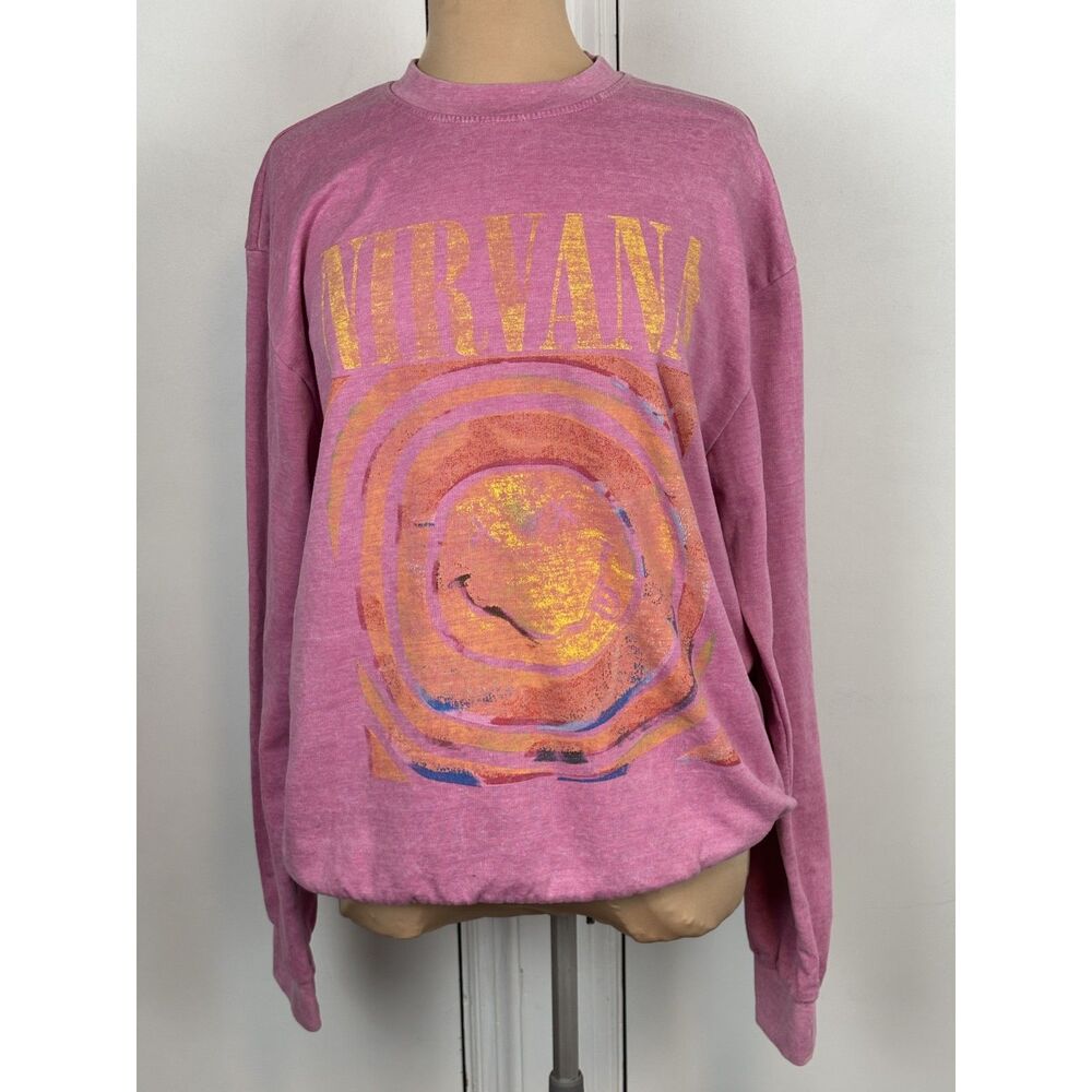 Urban Outfitters Nirvana Smiley Face Pink Oversized seatshirt crewneck Large